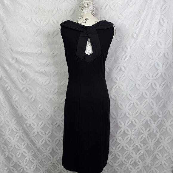 Kenar Black Peter Pan Collar Keyhole Back Night Out Sheath Midi Dress Size 6 - Picture 5 of 14